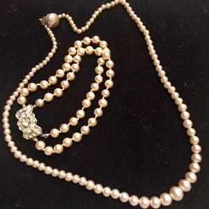 Necklace bracelet set faux pearl vintage